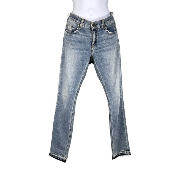 Rag & Bone Jean Dre Slim Boyfriend Low Rise US 4 Valencia Raw Hem USA Made Edgy - Picture 1 of 15